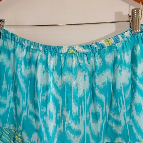 VTG Choices Blue Tiered Maxi Skirt Sz M Cotton Elastic Waist Cottagecore Boho - Picture 5 of 11